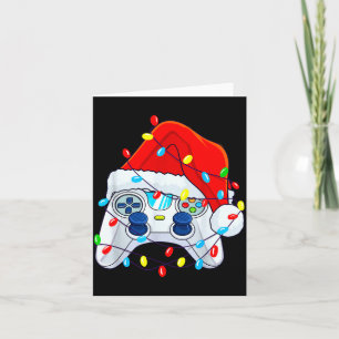 Video Game Controller Christmas Santa Hat Gamer Bo Card