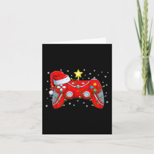 Video Game Controller Christmas Santa Hat Gamer Bo Card