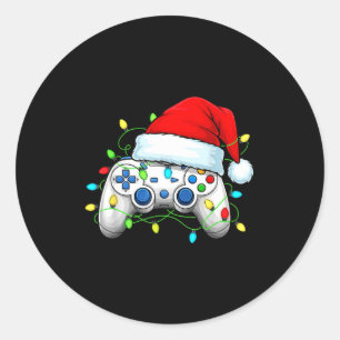 Video Game Controller Christmas Santa Hat Gamer Bo Classic Round Sticker