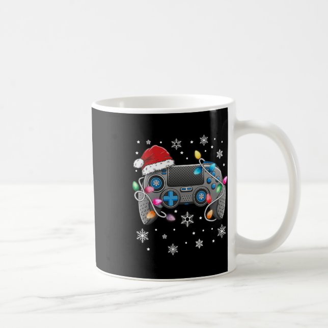 Video Game Controller Christmas Santa Hat Gamer Bo Coffee Mug (Right)