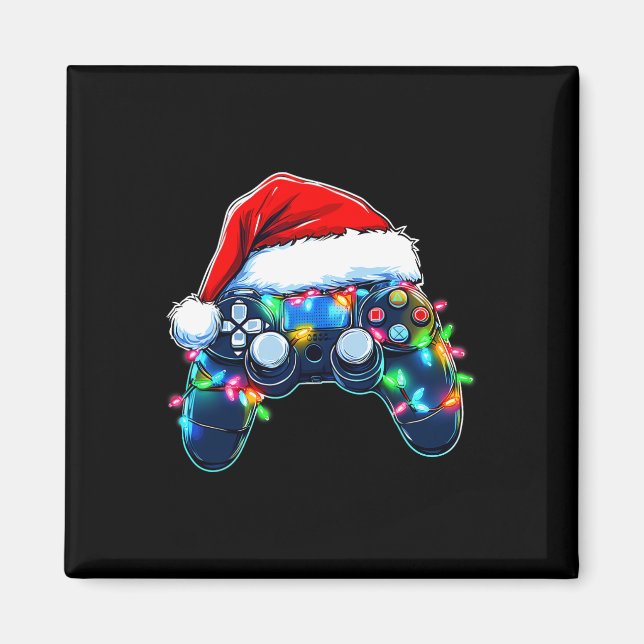 Video Game Controller Christmas Santa Hat Gamer Bo Magnet (Front)