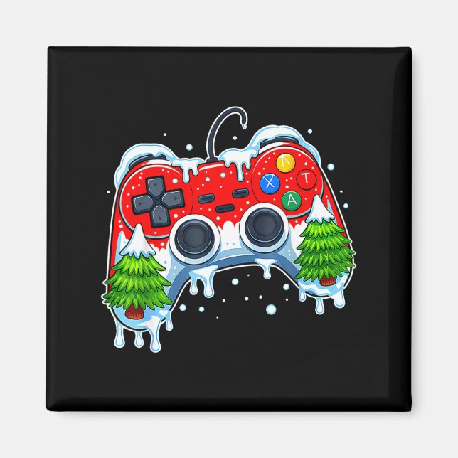 Video Game Controller Christmas Santa Hat Gamer Bo Magnet (Front)
