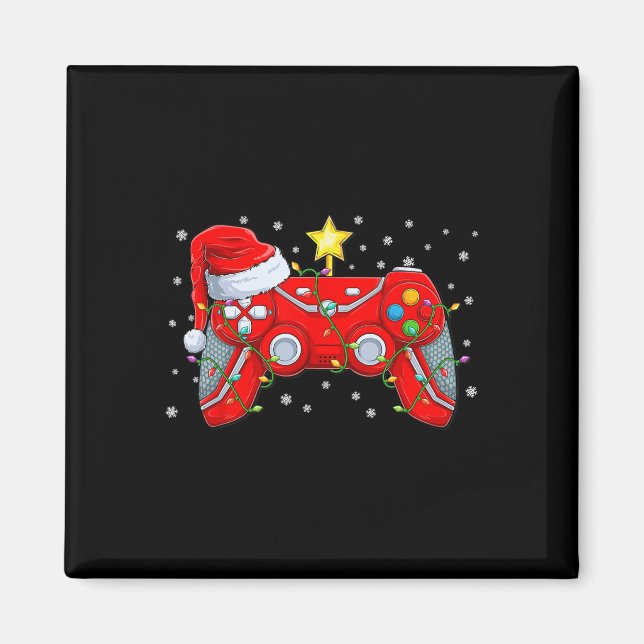 Video Game Controller Christmas Santa Hat Gamer Bo Magnet (Front)
