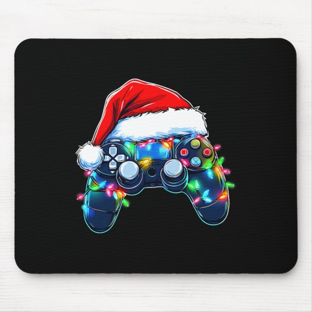 Video Game Controller Christmas Santa Hat Gamer Bo Mouse Pad (Front)