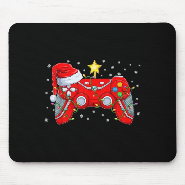 Video Game Controller Christmas Santa Hat Gamer Bo Mouse Pad (Front)