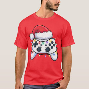 Video Game Controller Christmas Santa Hat Gamer Bo T-Shirt