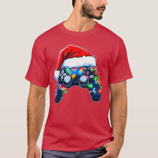 Video Game Controller Christmas Santa Hat Gamer Bo T-Shirt