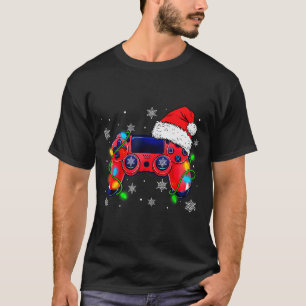 Video Game Controller Christmas Santa Hat Gamer Bo T-Shirt