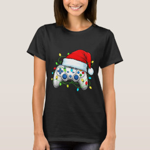 Video Game Controller Christmas Santa Hat Gamer Bo T-Shirt