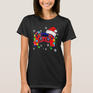 Video Game Controller Christmas Santa Hat Gamer Bo T-Shirt