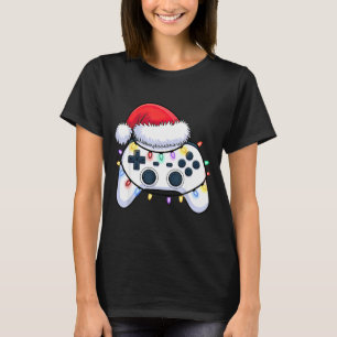 Video Game Controller Christmas Santa Hat Gamer Bo T-Shirt