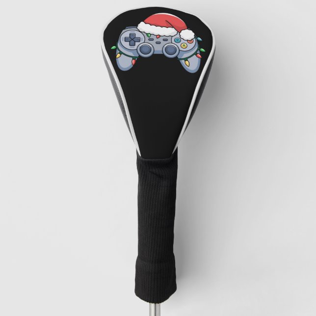 Video Game Controller Christmas Santa Hat Gamer Golf Head Cover (Front)