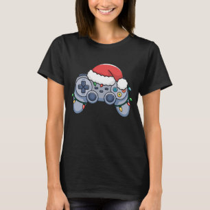 Video Game Controller Christmas Santa Hat Gamer T-Shirt