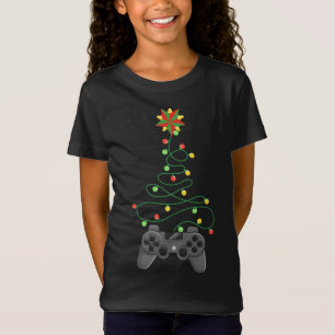 Video Game Controller Christmas Tree Lights Funny T-Shirt