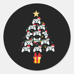Video Game Controller Christmas Tree Xmas Boy Men  Classic Round Sticker