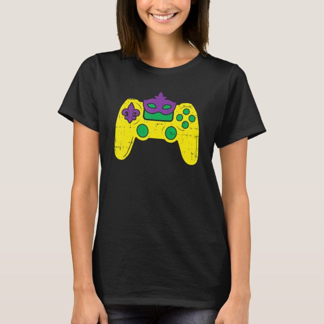 Video Game Controller Gamer E Sports Mardi Gras Bo T-Shirt (Front)