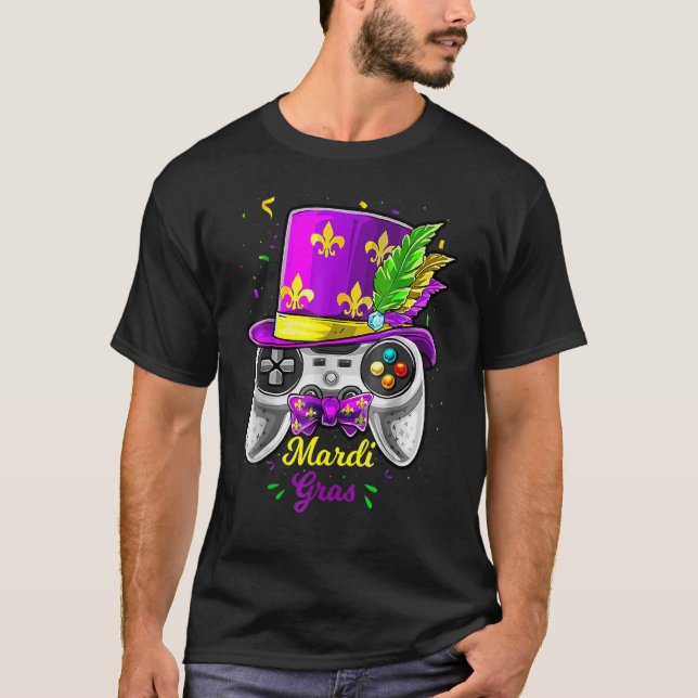 Video Game Controller Gamer E Sports Mardi Gras Ca T-Shirt (Front)