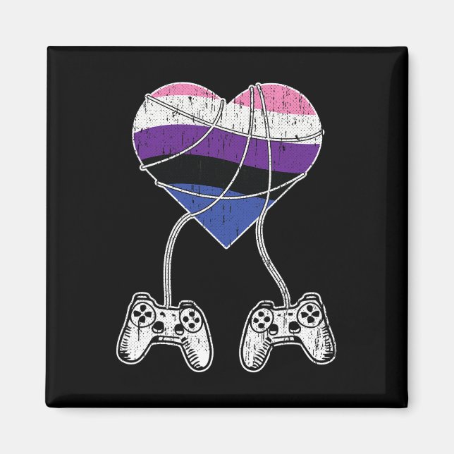 Video-game Controller Gender-fluid Pride Gaming Lg Magnet (Front)