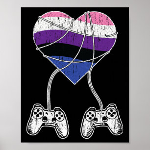 Video-game Controller Gender-fluid Pride Gaming Lg Poster
