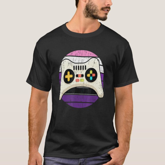 Video Game Controller Gender Fluid Pride Gaming Lg T-Shirt (Front)