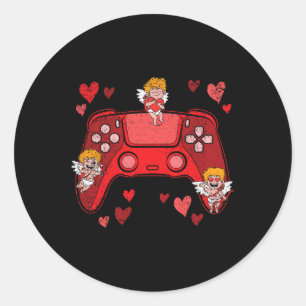 Video-game Controller Heart Valentines Day Cute Ga Classic Round Sticker