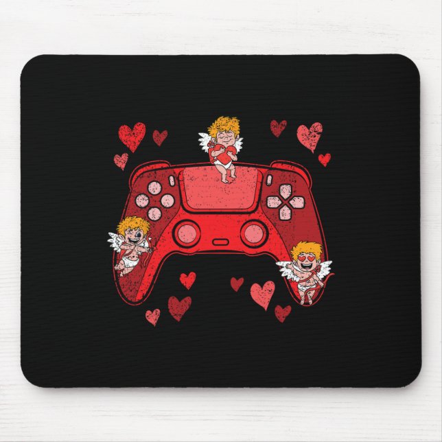 Video-game Controller Heart Valentines Day Cute Ga Mouse Pad (Front)