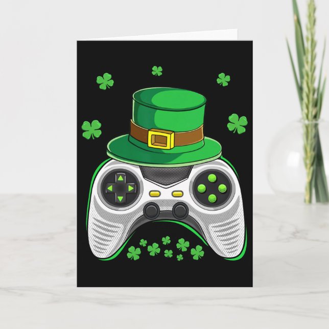 Video Game Controller Irish Gamer Boys St Patricks Card (Front)