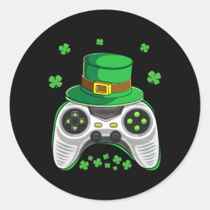Video Game Controller Irish Gamer Boys St Patricks Classic Round Sticker