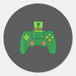Video Game Controller Irish Gamer Boys St Patricks Classic Round Sticker