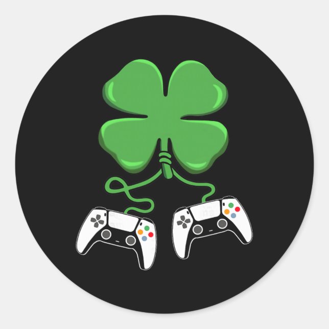 Video Game Controller Irish Gamer Boys St Patricks Classic Round Sticker (Front)