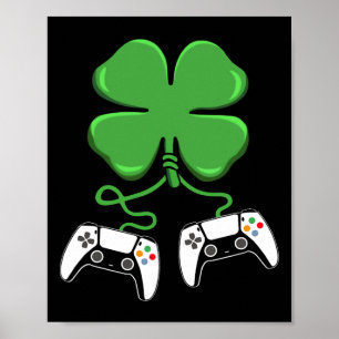Video Game Controller Irish Gamer Boys St Patricks Poster