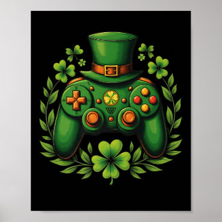 Video Game Controller Irish Gamer Boys St Patricks Poster