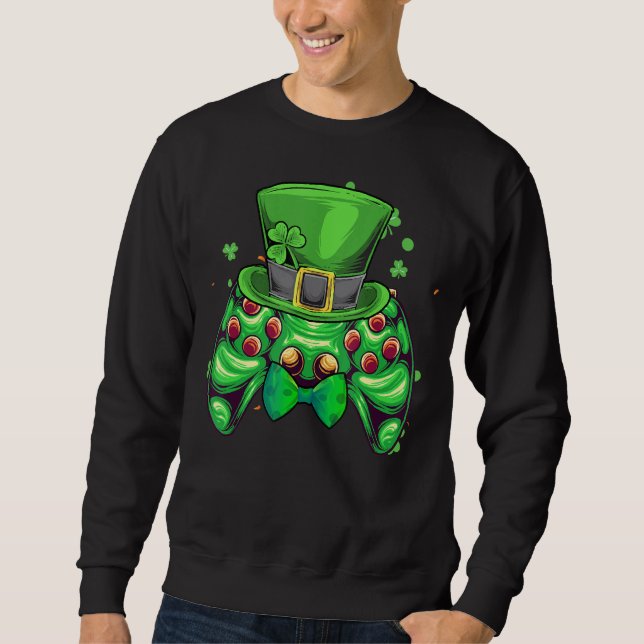 Video Game Controller Irish Gamer Boys St Patricks Sweatshirt (Front)