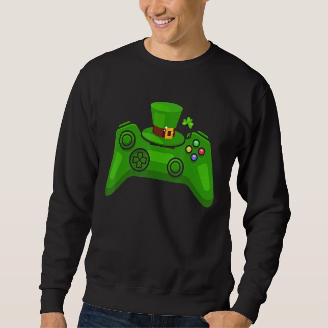 Video Game Controller Irish Gamer Boys St Patricks Sweatshirt (Front)