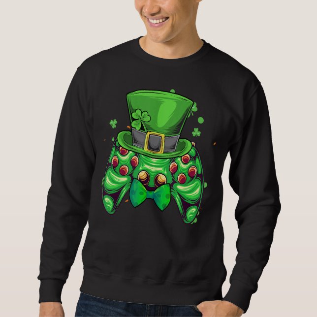 Video game controller irish gamer boys st patricks sweatshirt (Front)