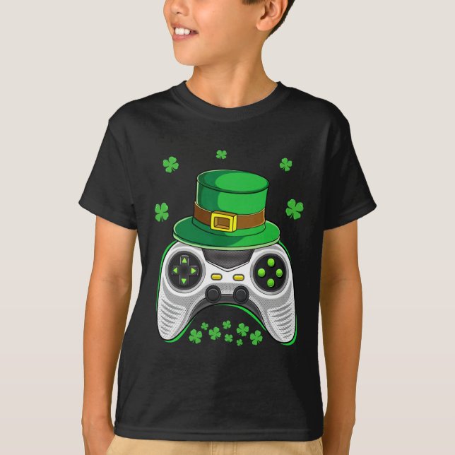 Video Game Controller Irish Gamer Boys St Patricks T-Shirt (Front)
