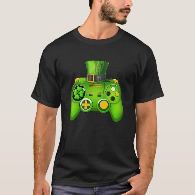 Video Game Controller Irish Gamer St Patricks Day T-Shirt (Front)