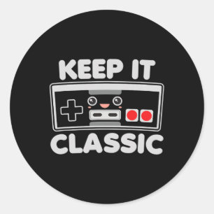 Video Game Controller Keep It Clic Humour 80s Retr Classic Round Sticker