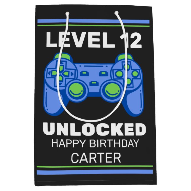 Video Game Controller Kid's Birthday Personalised Medium Gift Bag (Front)