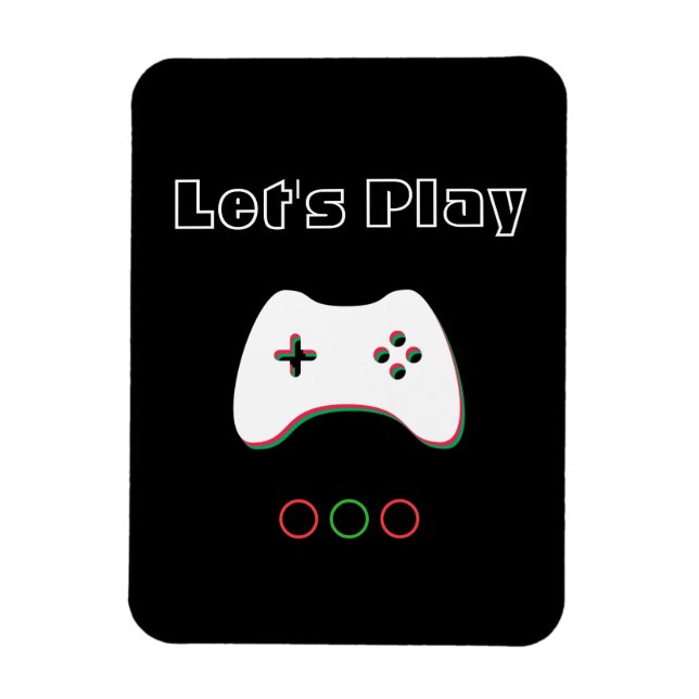 Video Game Controller, Let's Play, Red & Green Art Magnet (Vertical)