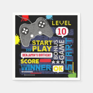 Video Game Controller Level Up Gamer Birthday Napkin