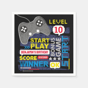 Video Game Controller Level Up Gamer Birthday Napkin
