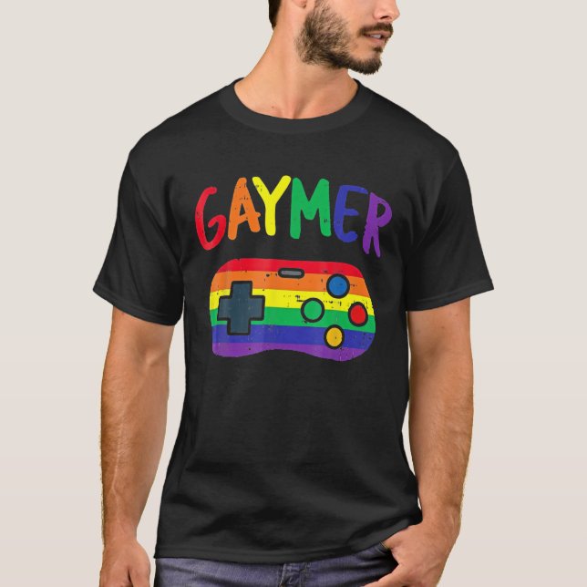 Video Game Controller Lgbt Pride Gay Gamer T-Shirt (Front)