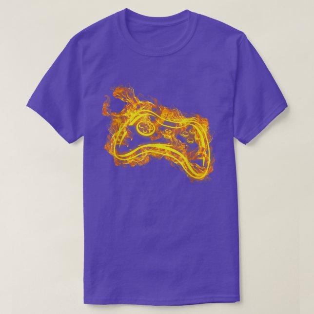 Video Game Controller On Fire Video Gamer  T-Shirt (Design Front)