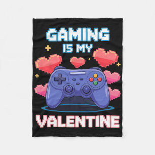 Video Game Controller Pixel Hearts For Valentine's Fleece Blanket