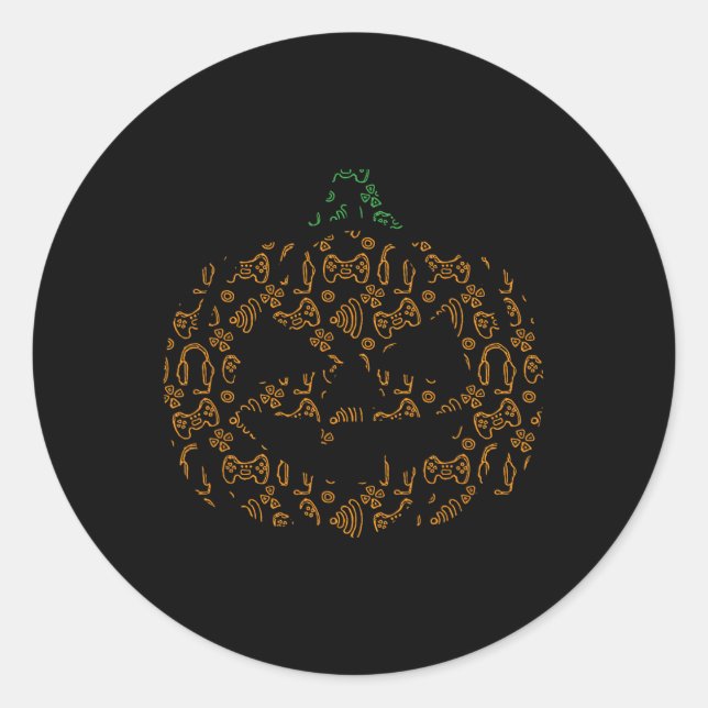 Video-game Controller Pumpkin Halloween Costume Ga Classic Round Sticker (Front)