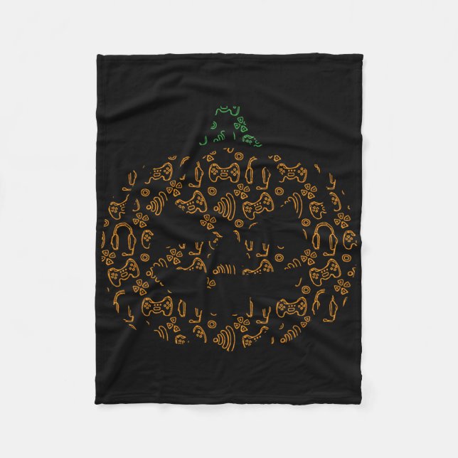 Video-game Controller Pumpkin Halloween Costume Ga Fleece Blanket (Front)