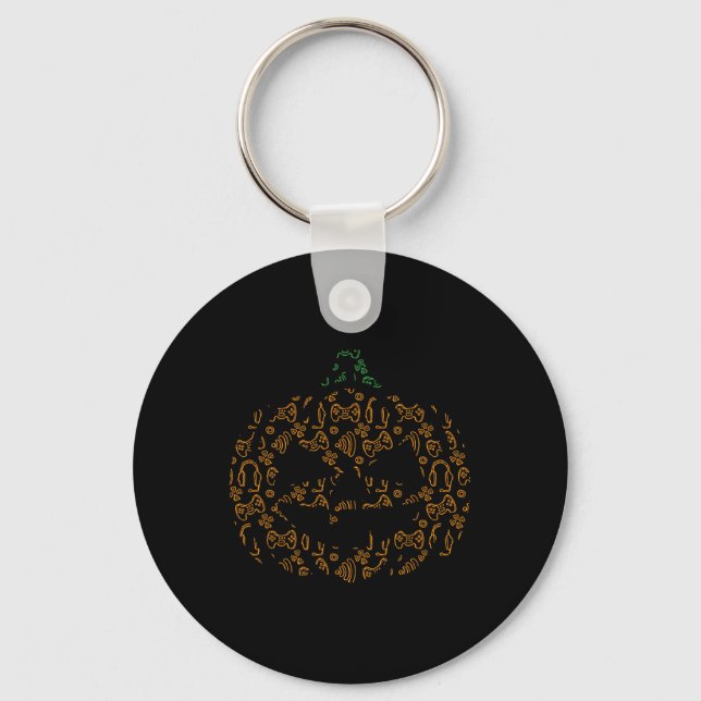 Video-game Controller Pumpkin Halloween Costume Ga Key Ring (Front)