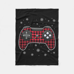 Video Game Controller Red Plaid Gamer Boys Kids Fleece Blanket