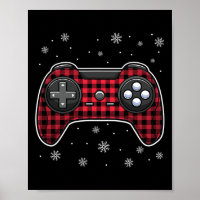 Video Game Controller Red Plaid Gamer Boys Kids